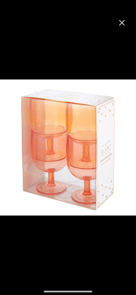 Pink/Orange Wine Glass set