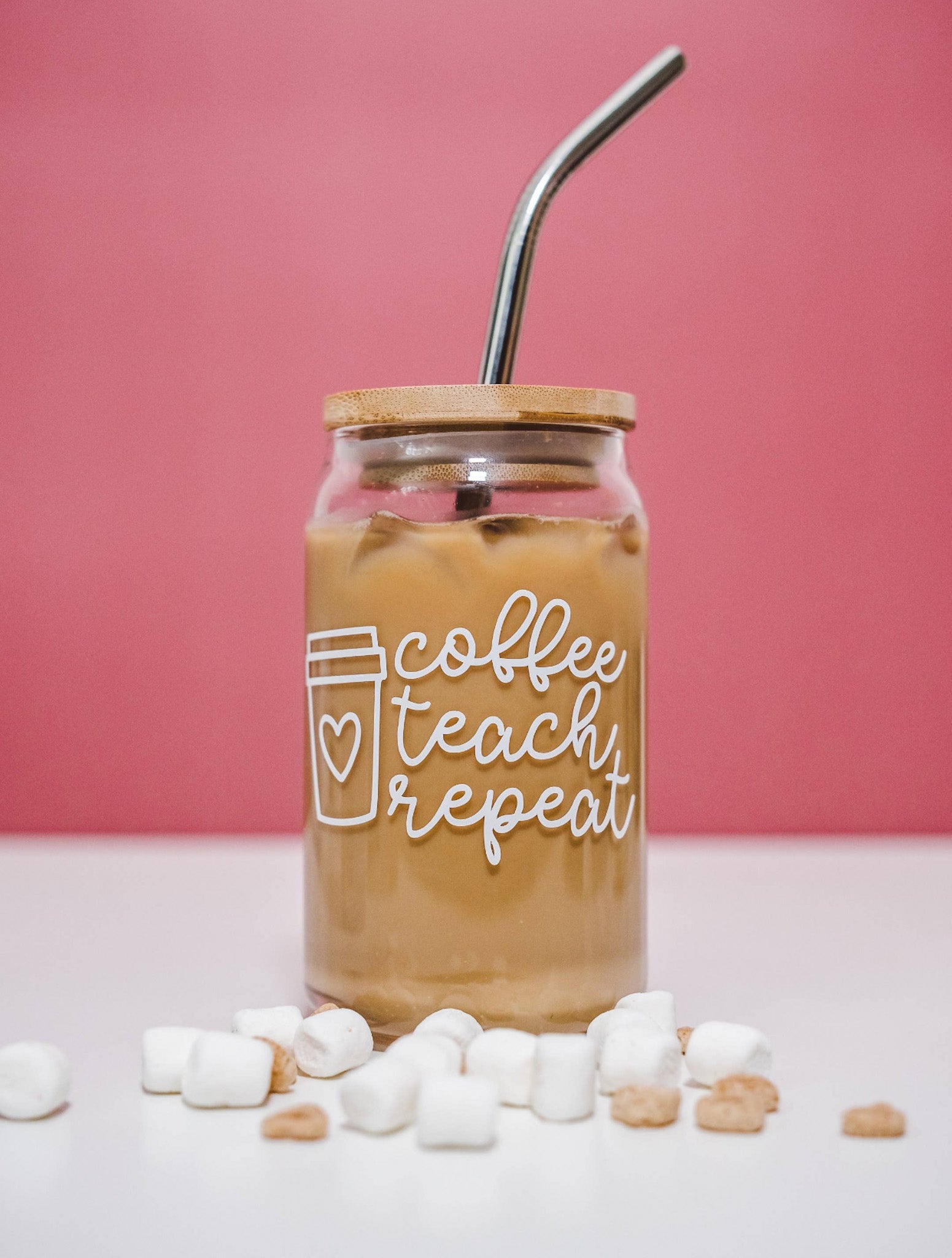 Coffee Teach Repeat Glass