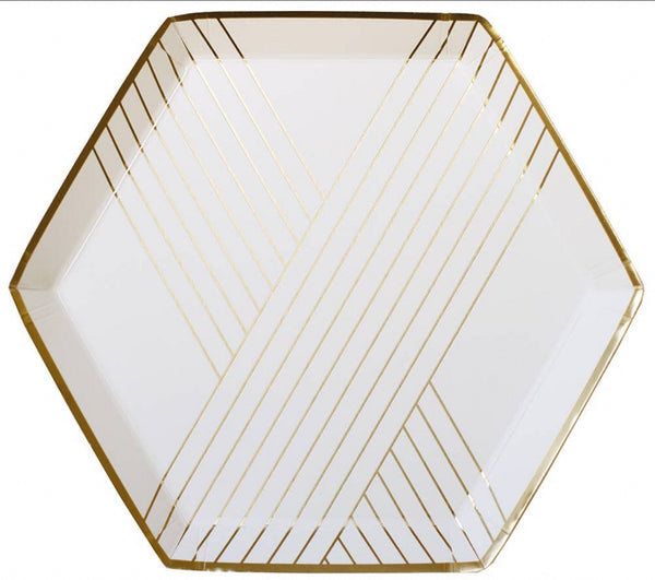 Blanc - White Striped Small Paper Plates