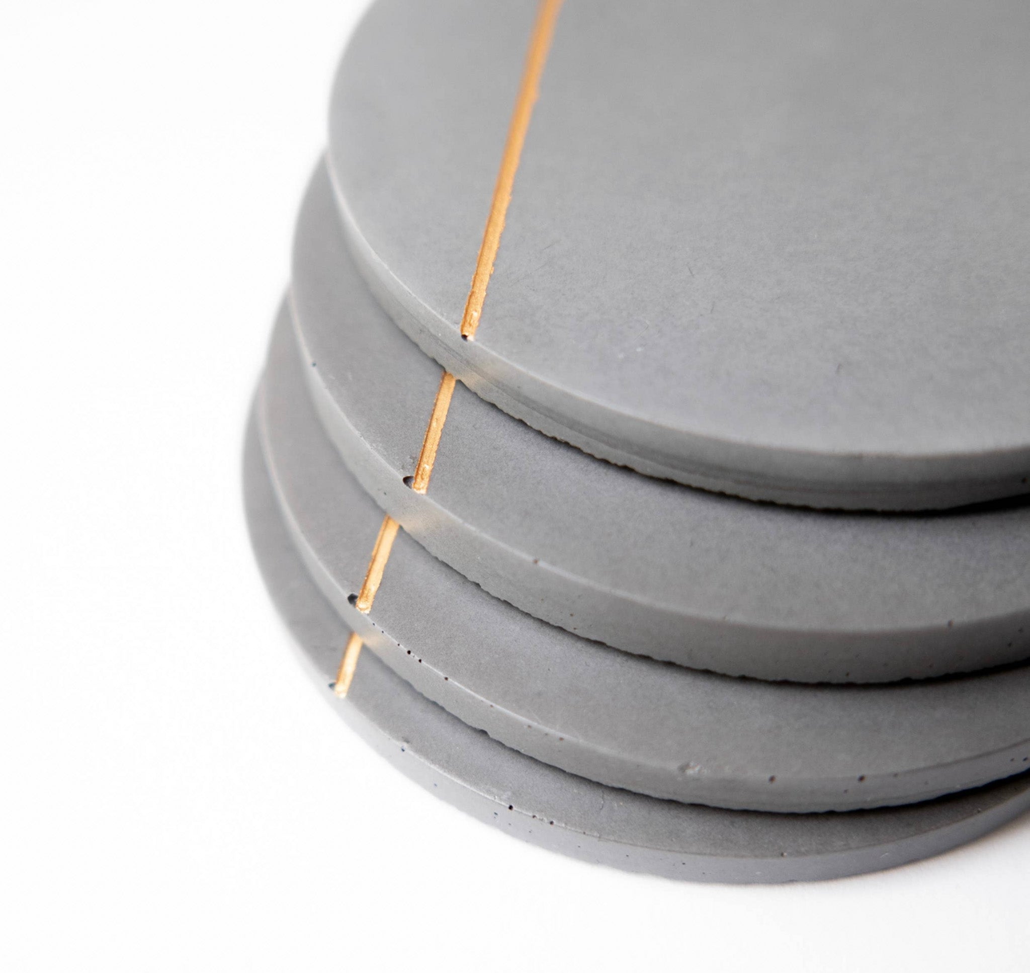 Dark Grey Concrete Coaster Set